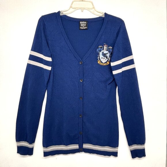 Harry Potter Ravenclaw Sweater Button Down Cardigan Blue Women’s Size Medium - Picture 1 of 5